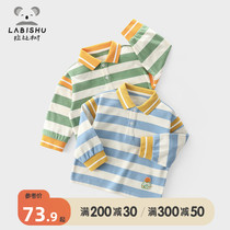 Rabbi Tree Boy Clothing Boy Striped Polo Shirt 2022 Spring New Baby Casual Compassionate Children Flipped blouses