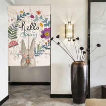 Cotton and linen curtain decorative curtain idyllic creative childrens room curtain send pole cartoon cute rabbit partition curtain