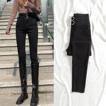 High-waisted jeans female slim Joker spring 2021 New Tide tight black small feet pencil pants