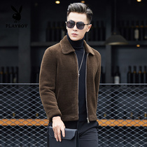 Floral Playboy 2022 new lamb wool jacket mens winter thickened trendset youth men short jackets