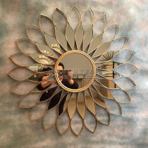 European model room porch Wall wrought iron decorative hanging mirror gold wall hanging decorative mirror porch mirror