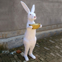 Simulation Yuan Bau Rabbit Pendulum piece Treasure Great White Rabbit Model Big Station Rabbit Shadow Building Photography Props Opening Shop Interior Decoration