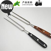 Stainless steel large barbecue fork Barbecue fork Steak fork Pig x meat fork Teppanyaki fork large two-tooth fork boiled meat fork