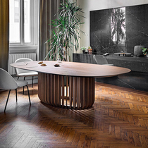 Nordic Oval solid wood table Italian elliptical table designer minimalist desk creative Workbench