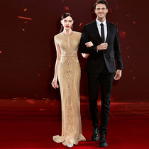 High-end heavy-time luxury host high-end stage dress woman 2021 new explosive high-end banquet temperament