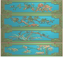 Carved figure jdp relief figure grayscale figure bmp Mei Lan bamboo chrysanthemum four seasons flower drawer set plus framed bucket