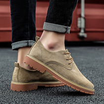 Short boots mens 2022 autumn new Korean version all-match British style casual big-toed leather shoes low-top tooling mens shoes