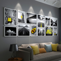 Living room hanging painting solid wood photo wall modern Wall photo frame combination corporate culture wall frame restaurant decoration painting