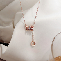 Roman digital titanium steel necklace women do not fall color Korea Jane about 100 hitch sunets red pendant rose gold collarbone chain