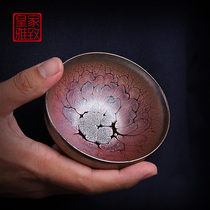 Kiln changed to build a cup to build a kiln iron tire oil drop beam mouth cup pure handmade original mine Master Cup large kung fu tea cup