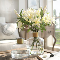 Light luxury transparent glass vase Household surface desktop flower arrangement bottle Creative model room decoration flower vase Small caliber vase