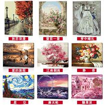 Color restaurant bedroom simple diy girl filling landscape Princess digital oil painting landscape painting decompression 4050