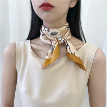 Spring and autumn and winter Korean small square towel silk scarf womens wild style fashion decoration literary hairband small scarf scarf