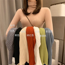 High Collar Candy Color Undershirt Woman Foreign Air Needle Weaselwear Long Sleeve Inner Lap 2019 new body sweaters blouses