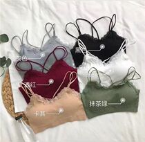 2019 female spring and summer new Korean version of No steel ring peace of mind sleep underwear gathering beauty back students wrap chest top