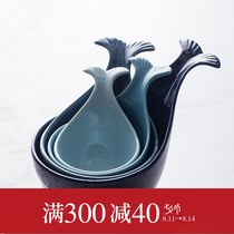 Duoyi special-shaped tableware with handle Japanese whale bowl creative household seasoning bowl Cute personality ceramic bowl