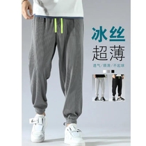 Male Pants Male Ice Silk Sports Casual Pants Summer Thin sports relaxed Dirty Wear Damp 90% Mens bunches