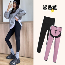 Small eight Barbie pants autumn women wear plus velvet lift belly high waist shark skin leggings pressure pants