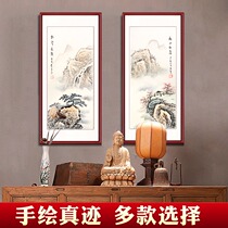 Xuanguan landscape painting ink and wash Chinese painting vertical screen living room sofa background pure hand-painted decorative hanging painting four screens