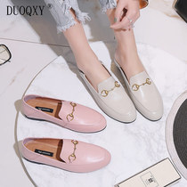 Genuine leather Inn Wind flat leather Leather Shoes Pink Women Shoes Soft Leather Women Single Leather Shoes Two Wear Single Shoes Sloth Lefu Shoes Summer