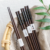 Japanese chopsticks pointed Home solid wood Japanese natural high-grade creative bamboo chopsticks 5 pairs gift box set