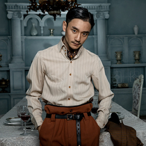 SOARIN Inron wind retro style shirt male vintage ancient with suit gentleman superior striated shirt