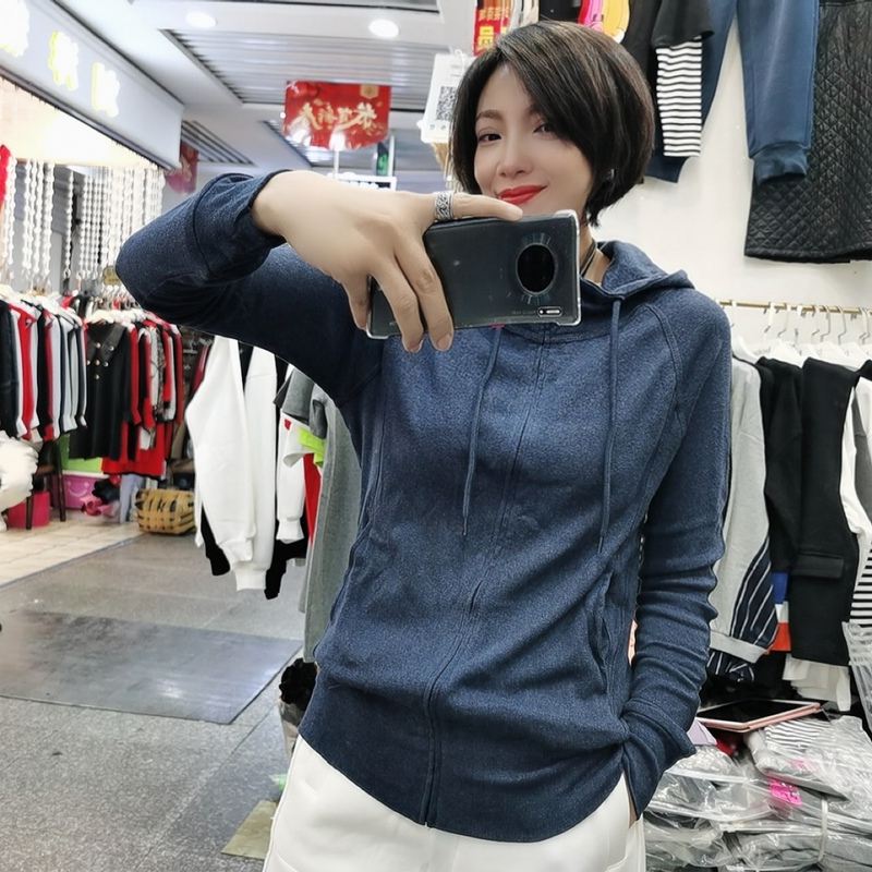 European Style Spring and Summer New High-Elasticity Women's Pure Cotton Slim-Fit Zip-Up Hooded Cardigan Air-Conditioning Jacket Versatile and Slimming