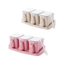 Can set box kitchen supplies with q lid box salt jar condiment home with spoon storage box spice box.