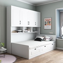 Childrens bed Tatami wardrobe bookcase one-piece bed combination ins space-saving storage Modern minimalist bed customization