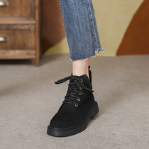Boots Womens autumn and winter 2021 New Korean version of retro style short boots flat Joker lace up Martin boots womens short boots