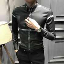 Fugui bird mens long sleeve shirt autumn winter plus suede warm beating bottom blouses Korean version Trend Business casual shirt man