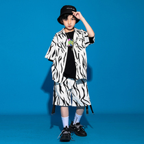 Childrens Street Dance Set Hip Hop Performance Clothing Summer New Short Sleeve Tide Clothing hiphop Boys and Women Jazz Dance Loose