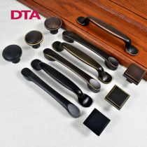 Handle Pure copper modern simple wardrobe door handle Black cabinet door handle American single hole drawer small handle