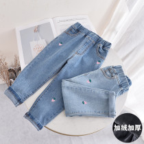 Strawberry autumn style Thickened Korean Version Children Pants Embroidery Autumn Winter Dress Winter Pants Cotton Pants 2020 Little Girl Outwear