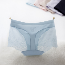 Fimage One-piece of trace-free underwear lady pure cotton crotch sexy lace transparent middle and low waist ice thread triangles