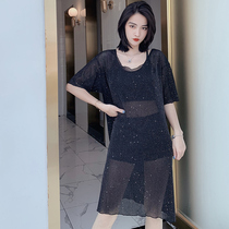 2019 new big code swimwear women fat mm conservative Belly Button Slim Sexy Split Bikini Three-piece Spa