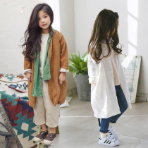 Korean version of childrens clothing 2019 spring and autumn long coat children cotton coat girl loose version of windbreaker
