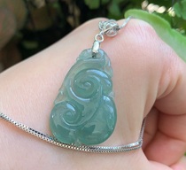 Yang Yujia Natural A Cargo Burma Emerald Ice Oil Green Ruyi 925 Silver Clavicle Pendant Pendant Pendant Certificate New