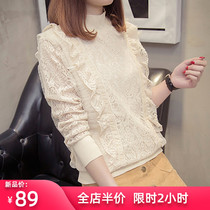 Net red early autumn 2019 new early autumn large size womens clothing fat mm thin Western style lace bottoming shirt spring trend