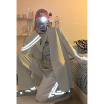 DREAM SEVEN77 reflective double bar Suit Jacket Woman 2021 Fall new Korean version Loose Suit