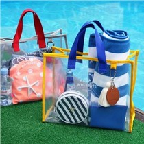 2019 New Korea transparent swimming bag women waterproof super large capacity holiday storage bag jelly bag beach bag