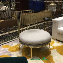 Modern creative champagne gold stainless steel leisure chair fabric sofa chair sales department talks chair stool hot sale 6965