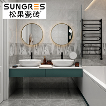 Pine cones gray marble glazed tile toilet porcelain piece kitchen wall tile matte non-slip floor tile 300 600