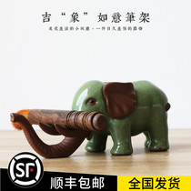 Zisha brother kiln Elephant tea Pet can raise open piece creative pot pen holder Boutique auspicious animal tea play small ornaments