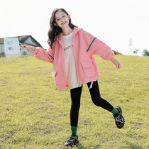 Girls spring clothing jacket foreign air 2022 new CUHK Tong Wei clothes blouses in spring and autumn childrens trendy girls windsurges