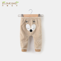 Baby trousers autumn and winter plus velvet padded casual pants boys warm pants girls Big pp Harlem pants outside pants