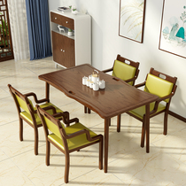 Customized Nursing Home Canteen Restaurant Solid Wood Tables and Chairs Suitable for Aging Furniture Nursing Home Elderly Apartment Activities Dining Tables and Chairs