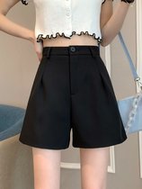 Black suit shorts Women summer thin model 2021 new small man high waist loose wide leg a pants tide ins