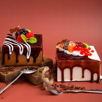 Fake birthday cake model pu slow rebound fruit cake shooting props simulation mousse fruit cake model