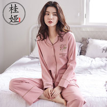 Xinjiang cotton pajamas womens autumn and winter long sleeve cotton size Spring and Autumn middle-aged womens home clothing set thin cotton